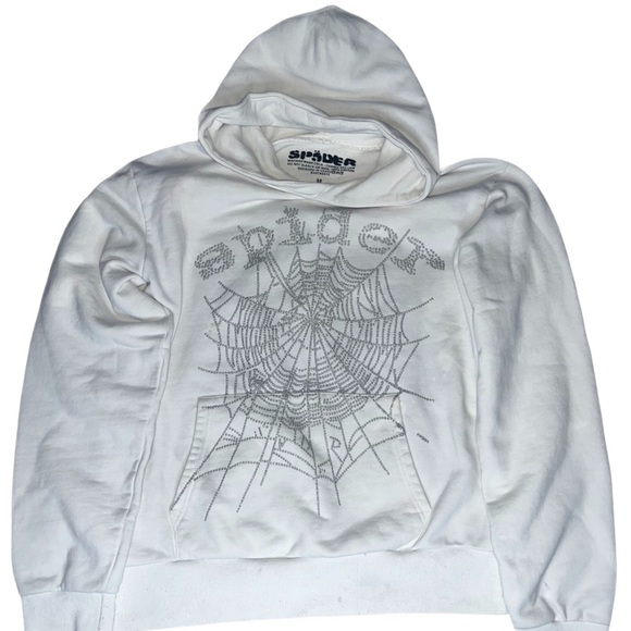 Sp5der OG Rhinestone Hoodie ‘White’ - Picture 1 of 5